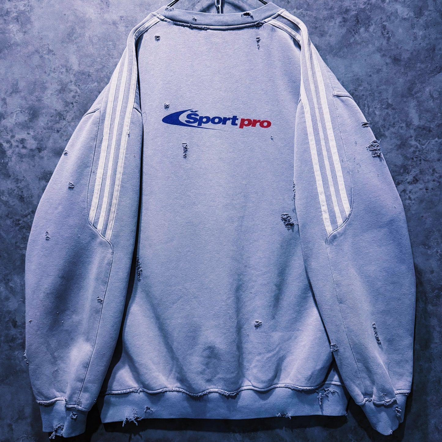 【doppio】vintage “adidas” three stripe design boro custom sweat pullover