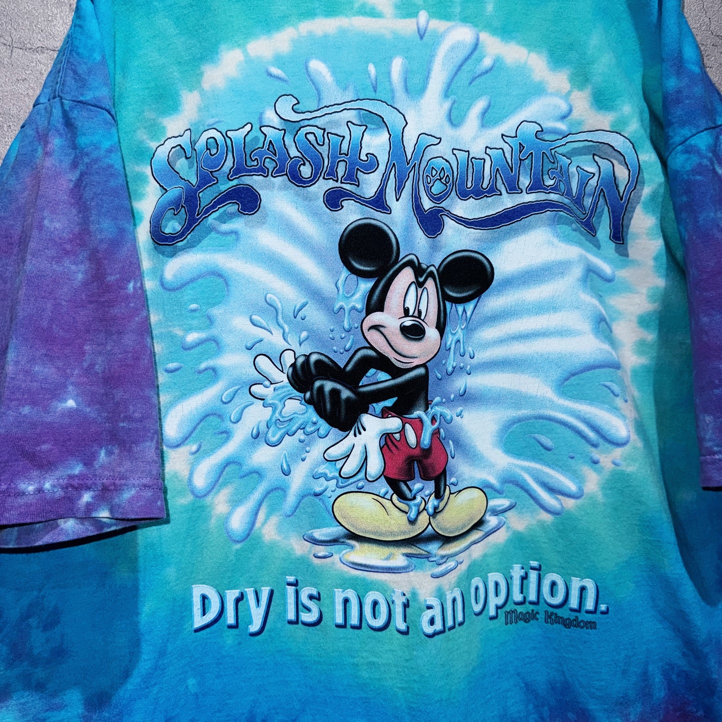 00's"SPLASH MOUNTAIN"Mickey Mouse single design Tie-Dye T shirt