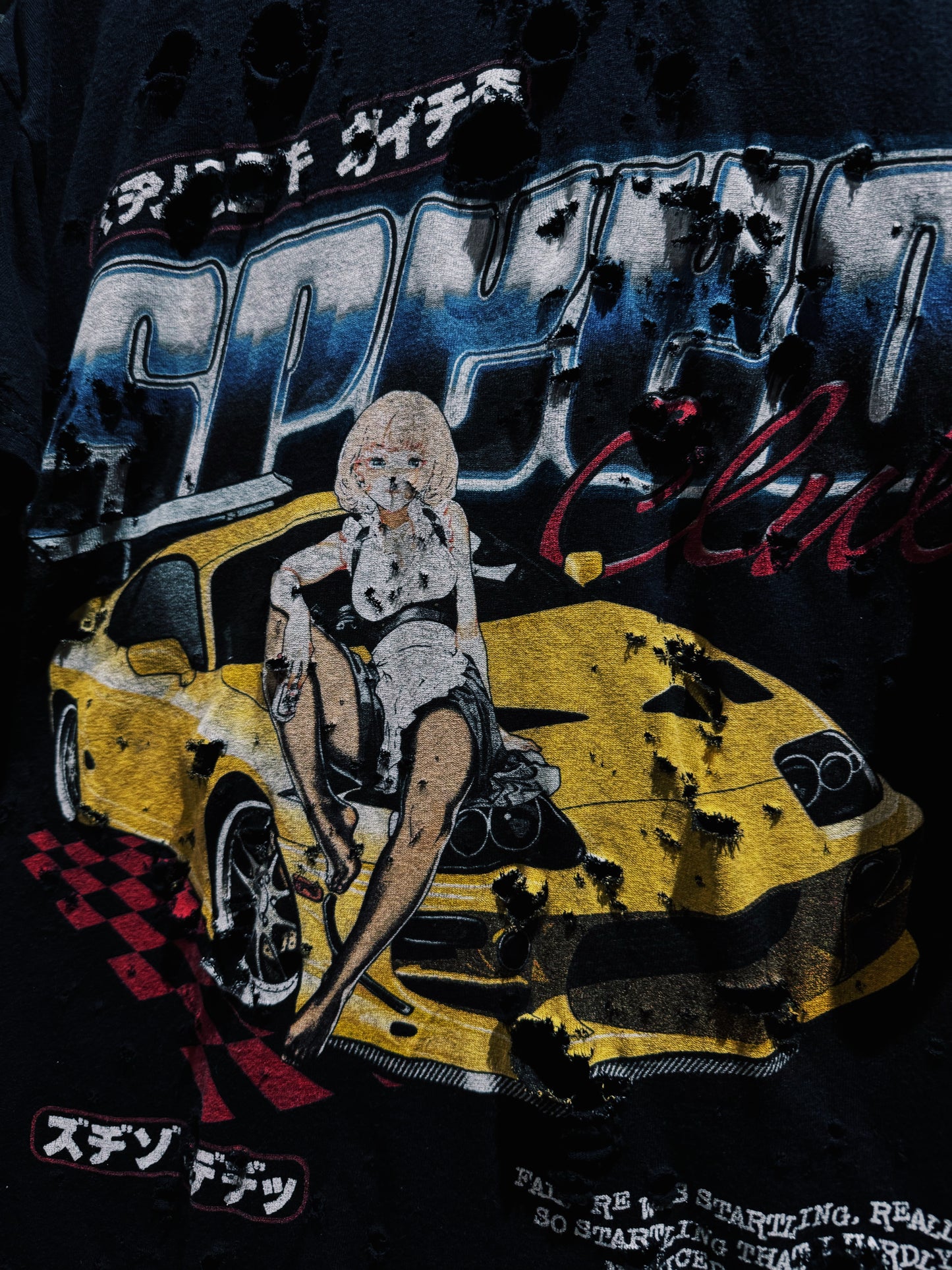 【ÆIEM】Natural “boro” Remake SPEED Club Graphic T-shirt