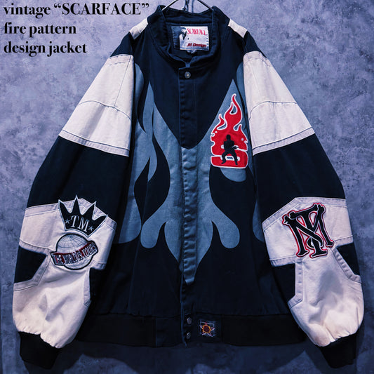 【doppio】vintage “SCARFACE” fire pattern design jacket