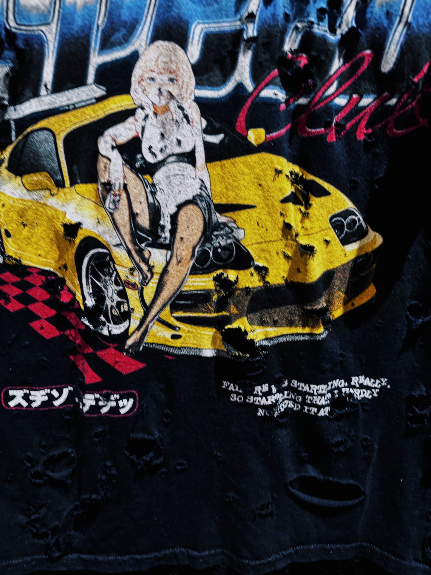 【ÆIEM】Natural “boro” Remake SPEED Club Graphic T-shirt