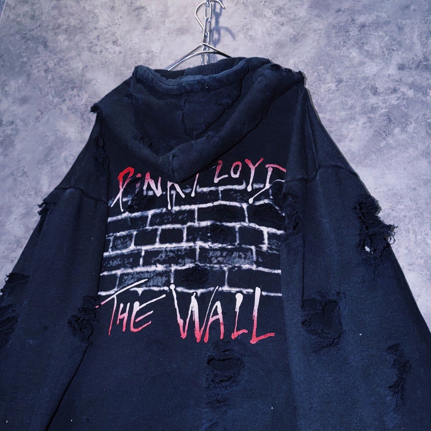 【doppio】vintage “Pink Floyd”The Wall” art design boro custom sweat hoodie