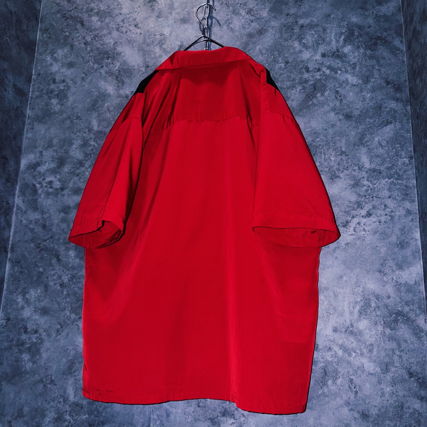 【doppio】vintage fire pattern embroidery design open collar shirt