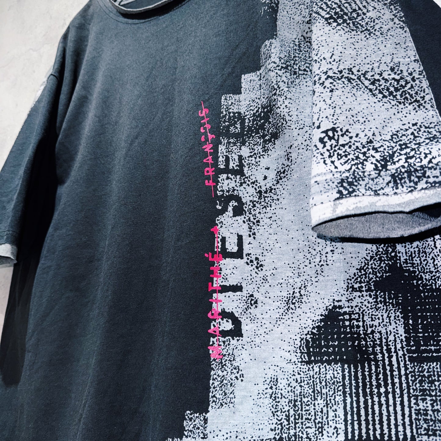 "DIESEL"coating like design box silhouette T shirt