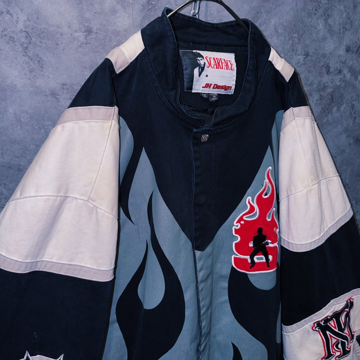【doppio】vintage “SCARFACE” fire pattern design jacket