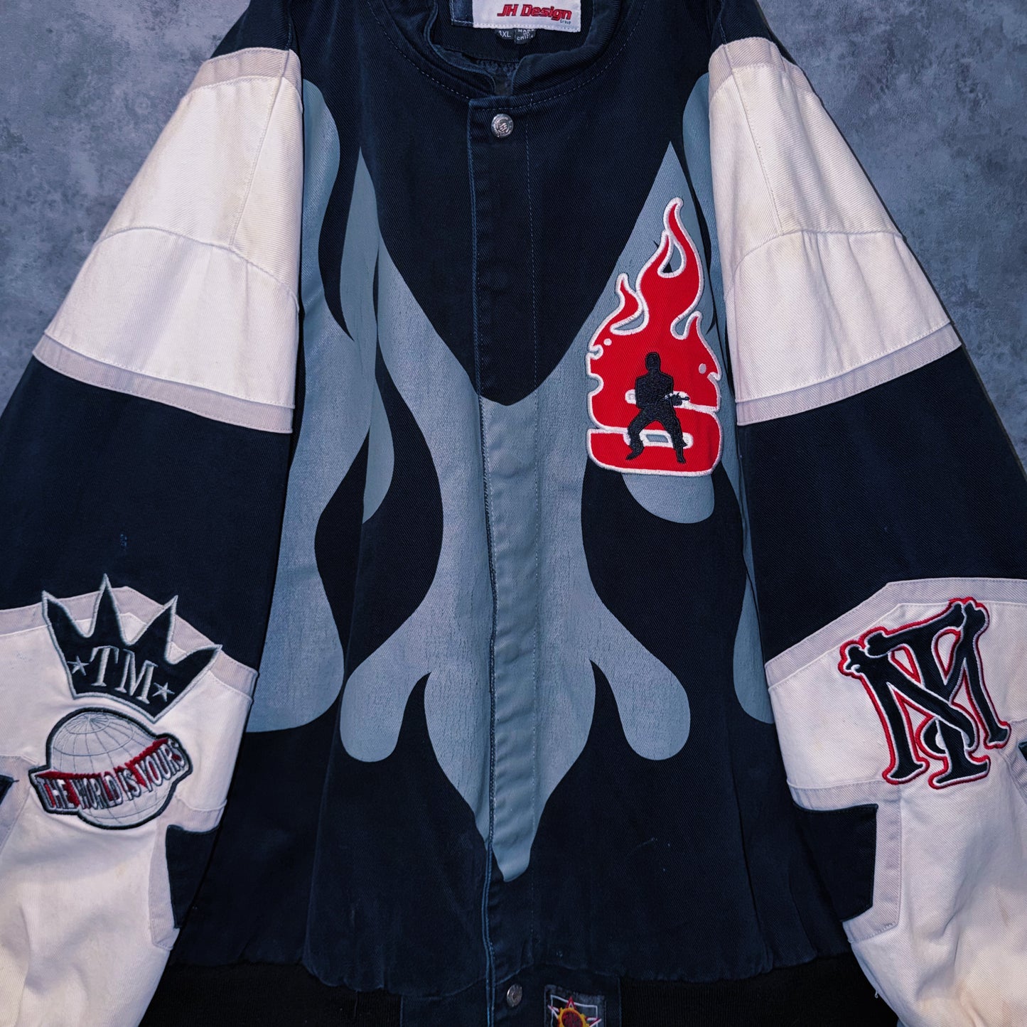 【doppio】vintage “SCARFACE” fire pattern design jacket