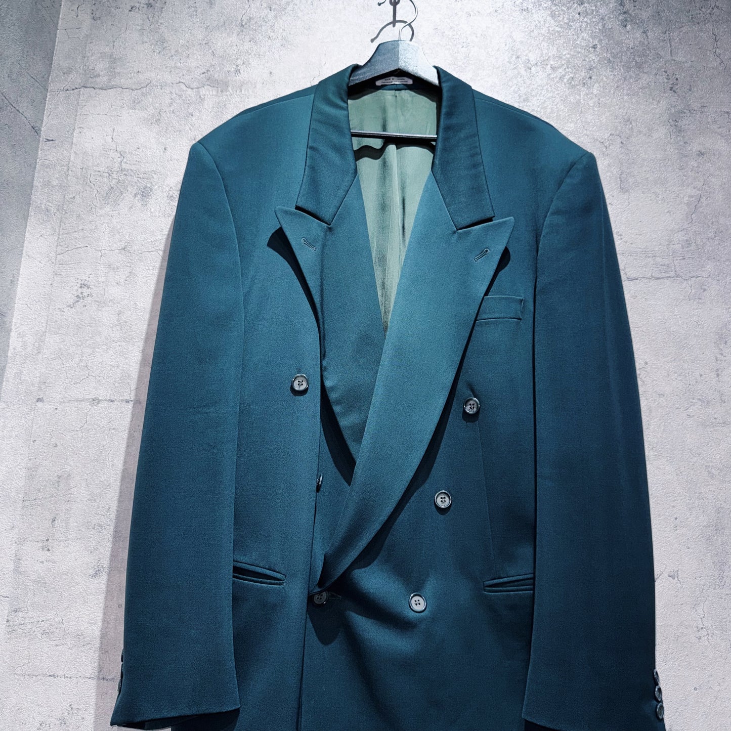 90's teal green color six botão double breasted set up