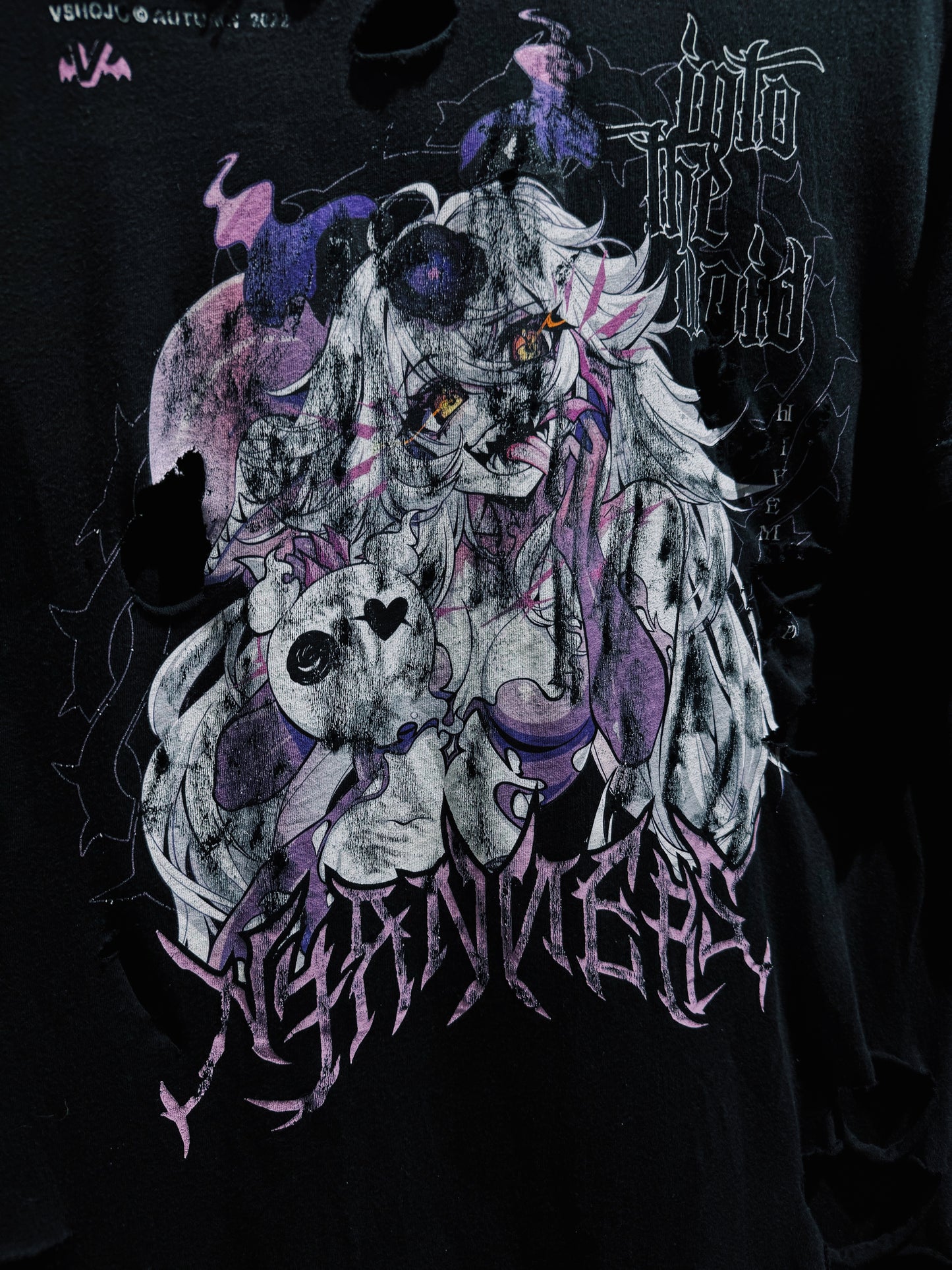【ÆIEM】Natural “boro” Remake Gothic Anime Graphic T-shirt
