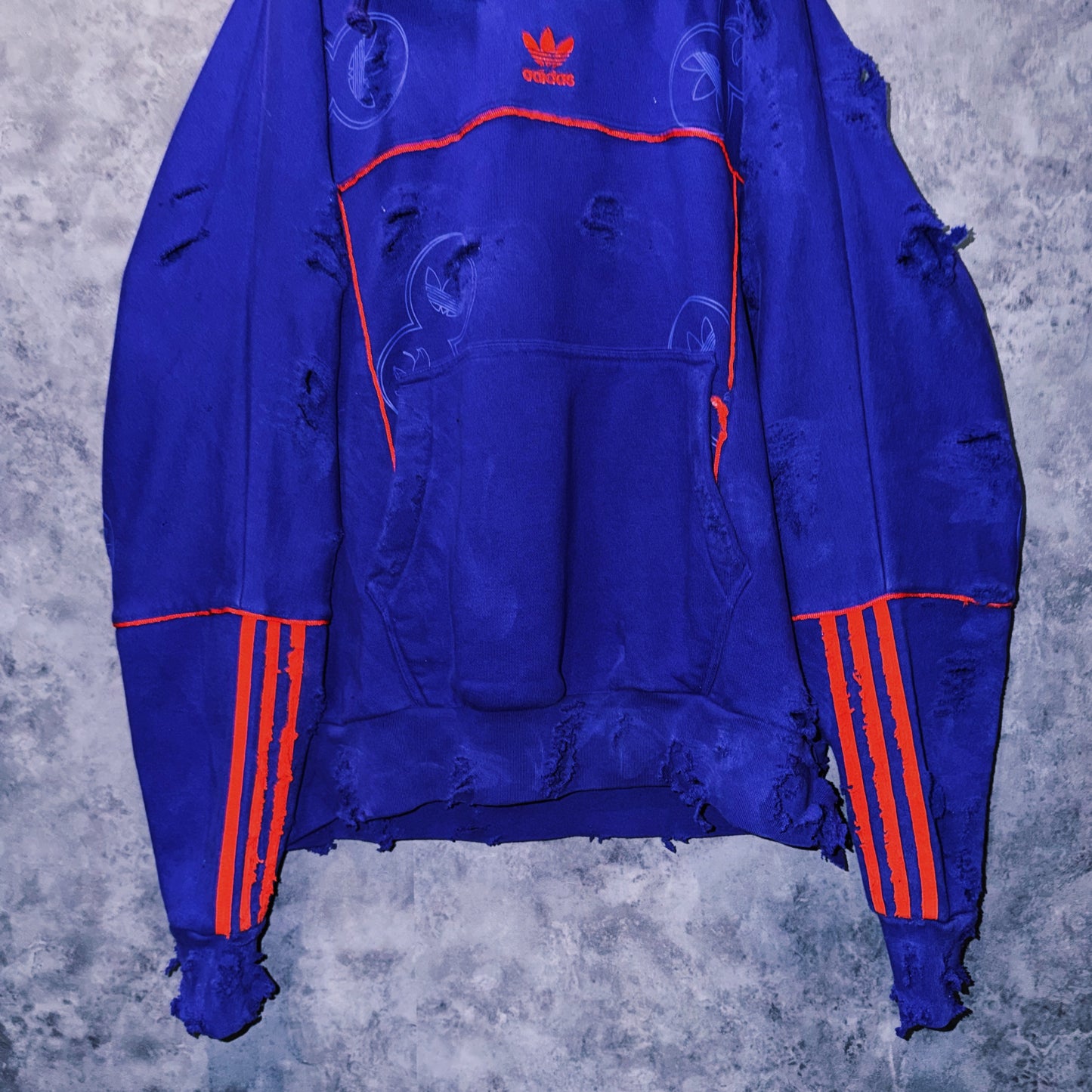 【doppio】vintage “adidas” three stripe design boro custom sweat hoodie