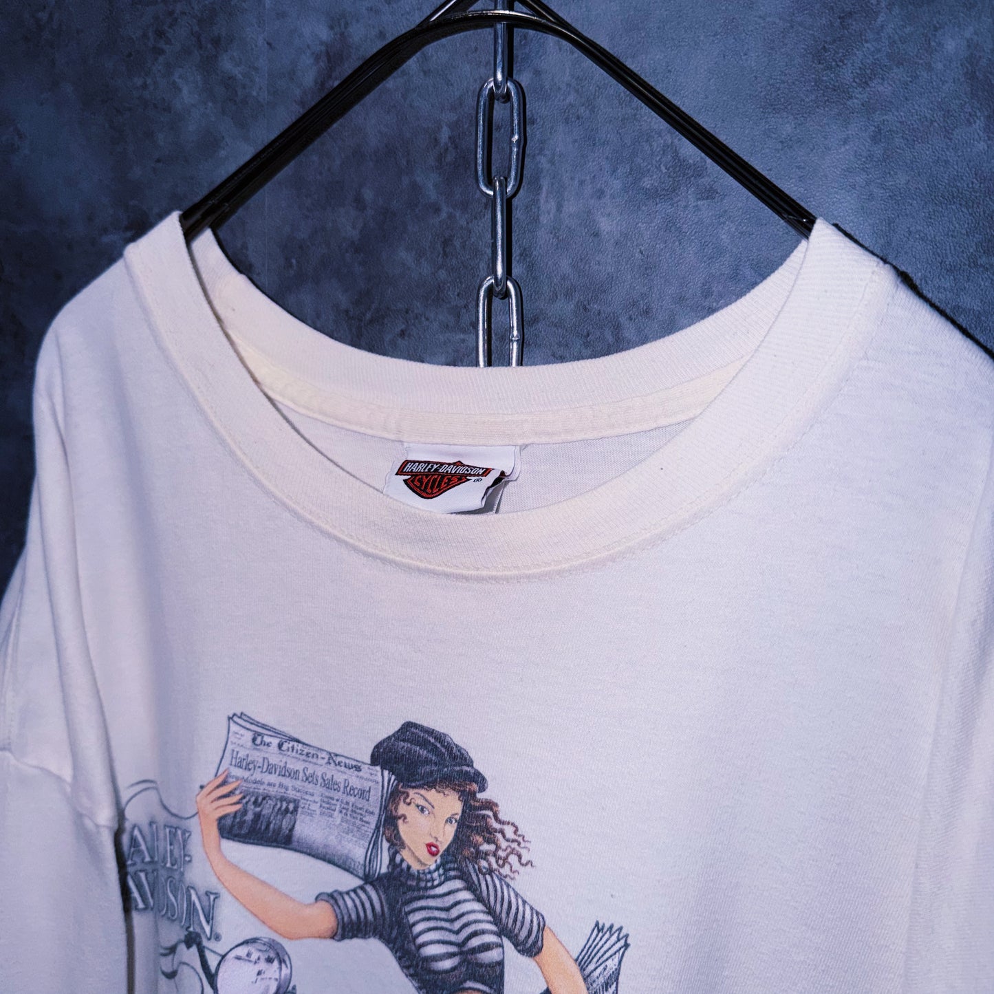 【doppio】vintage “Harley-Davidson” hot girl print design long sleeve T-shirt
