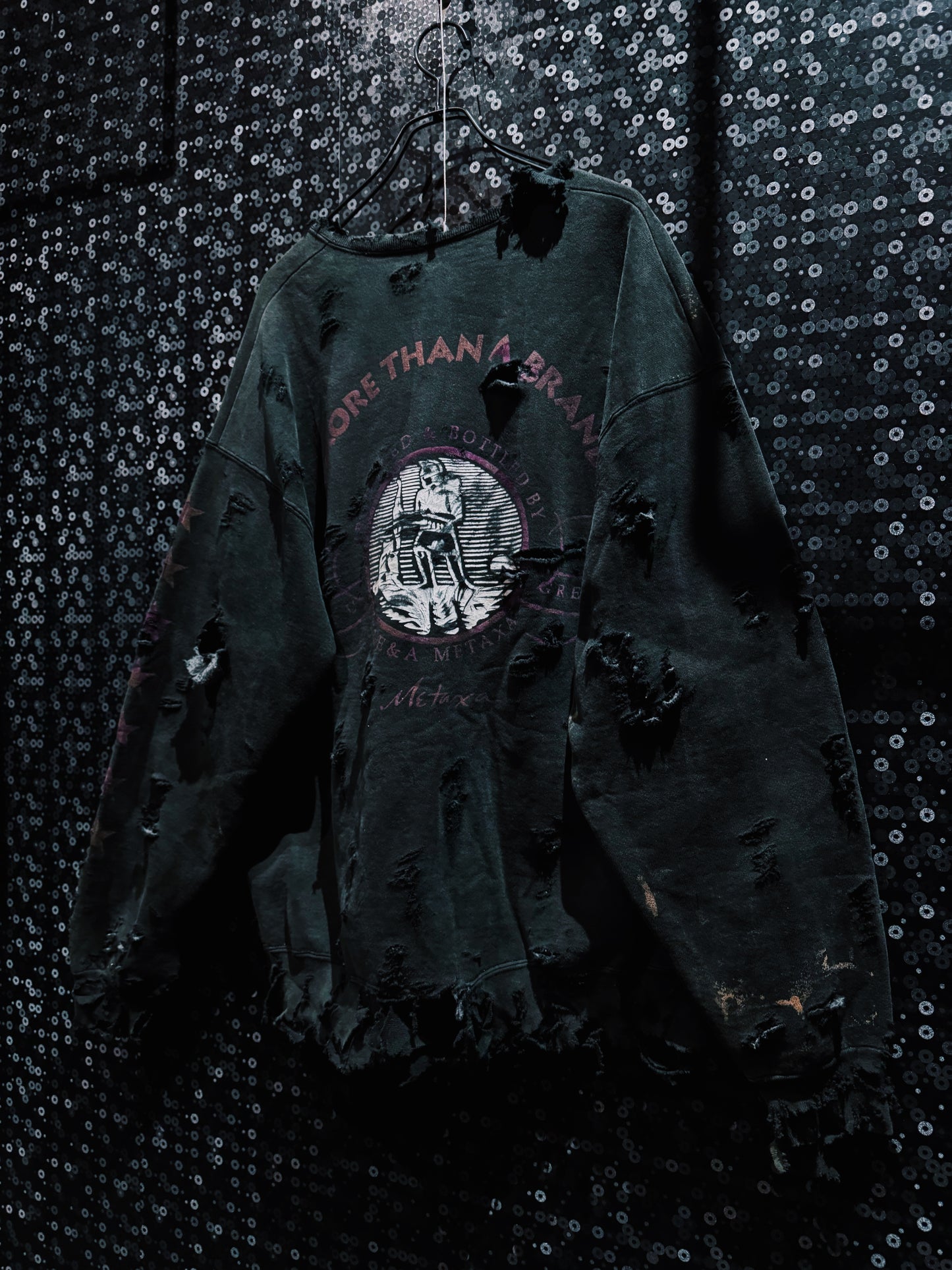 【ÆIEM】original”boro”remake FRUIT OF THE LOOM “METAXA FADED BLACK” Sweat