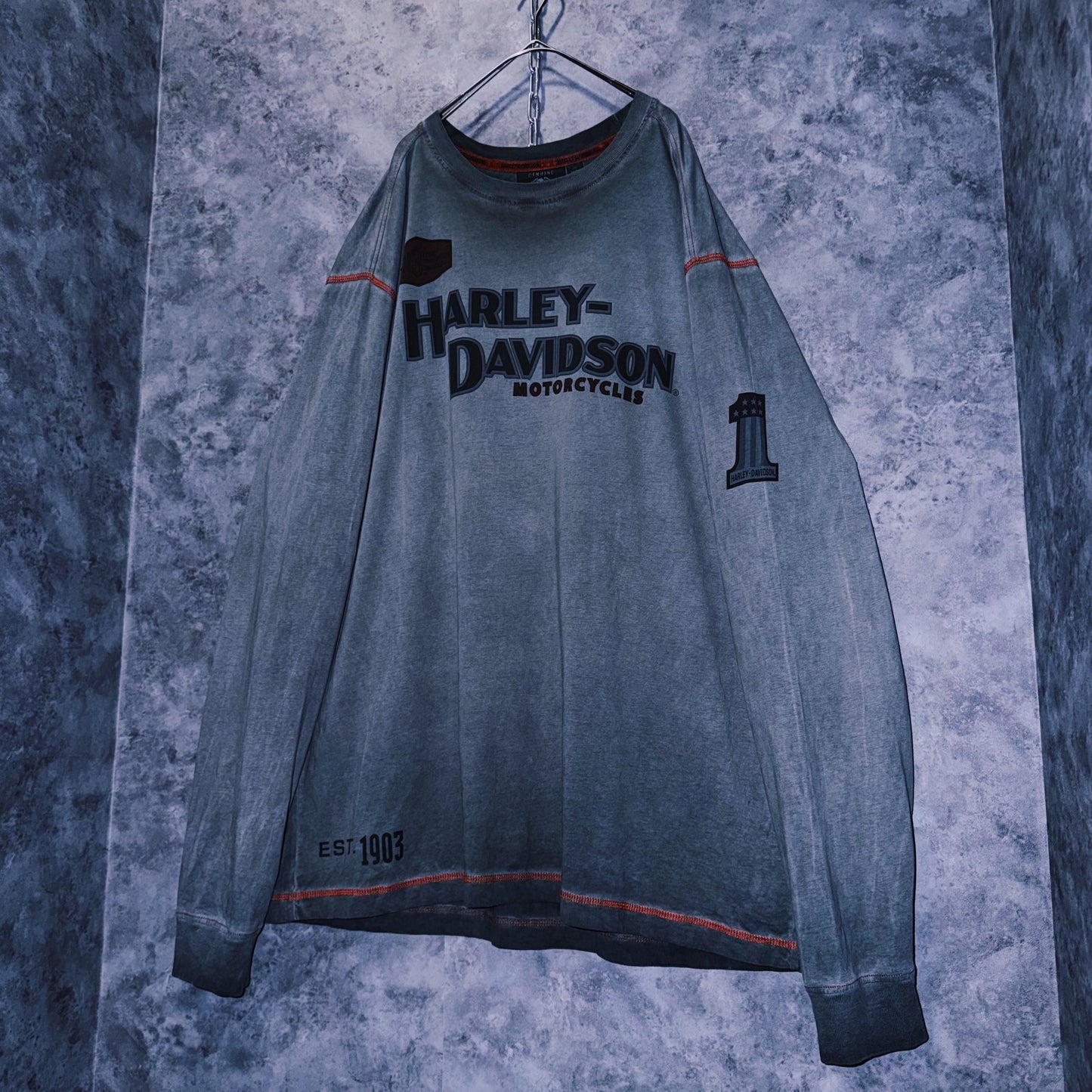 【doppio】vintage “Harley-Davidson” logo print design long sleeve T-shirt