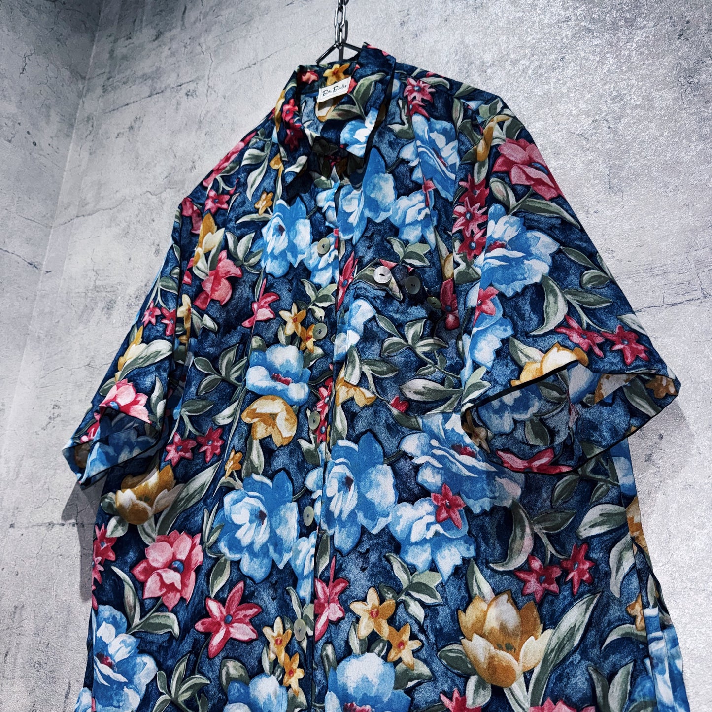 vintage Art flower pattern design short sleeve shirt