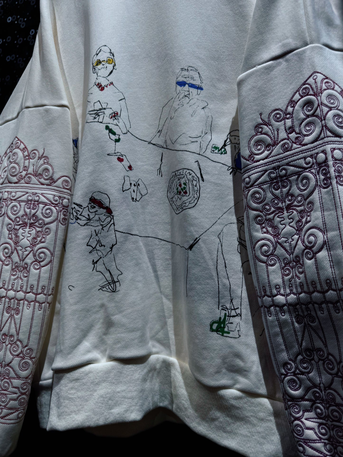 【ÆIEM】Vintage Embroidery Art Mock Neck Sweat