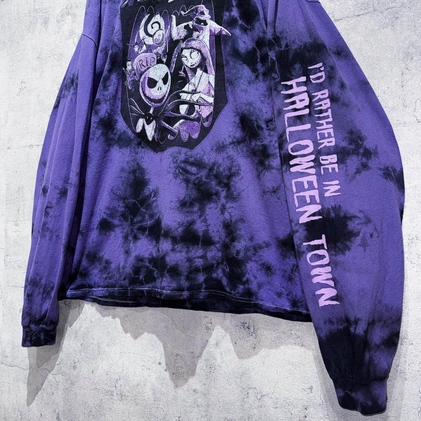 "Nightmare before Christmas"characters graphic design long sleeve Tie-Dye T shirt