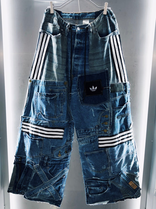 "adidas Re:make" complicated pattern denim