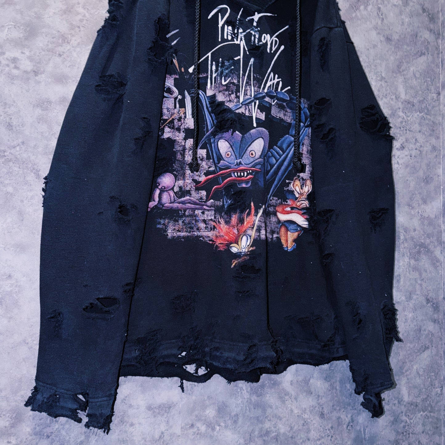 【doppio】vintage “Pink Floyd”The Wall” art design boro custom sweat hoodie