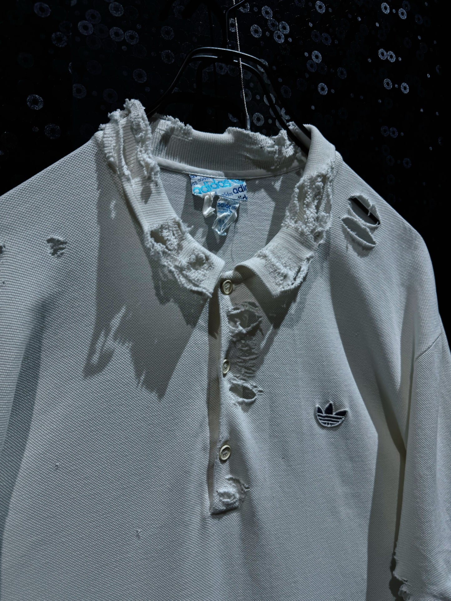 【ÆIEM】original”boro”remake adidas Trefoil Destroy Polo Shirt “white DUST”