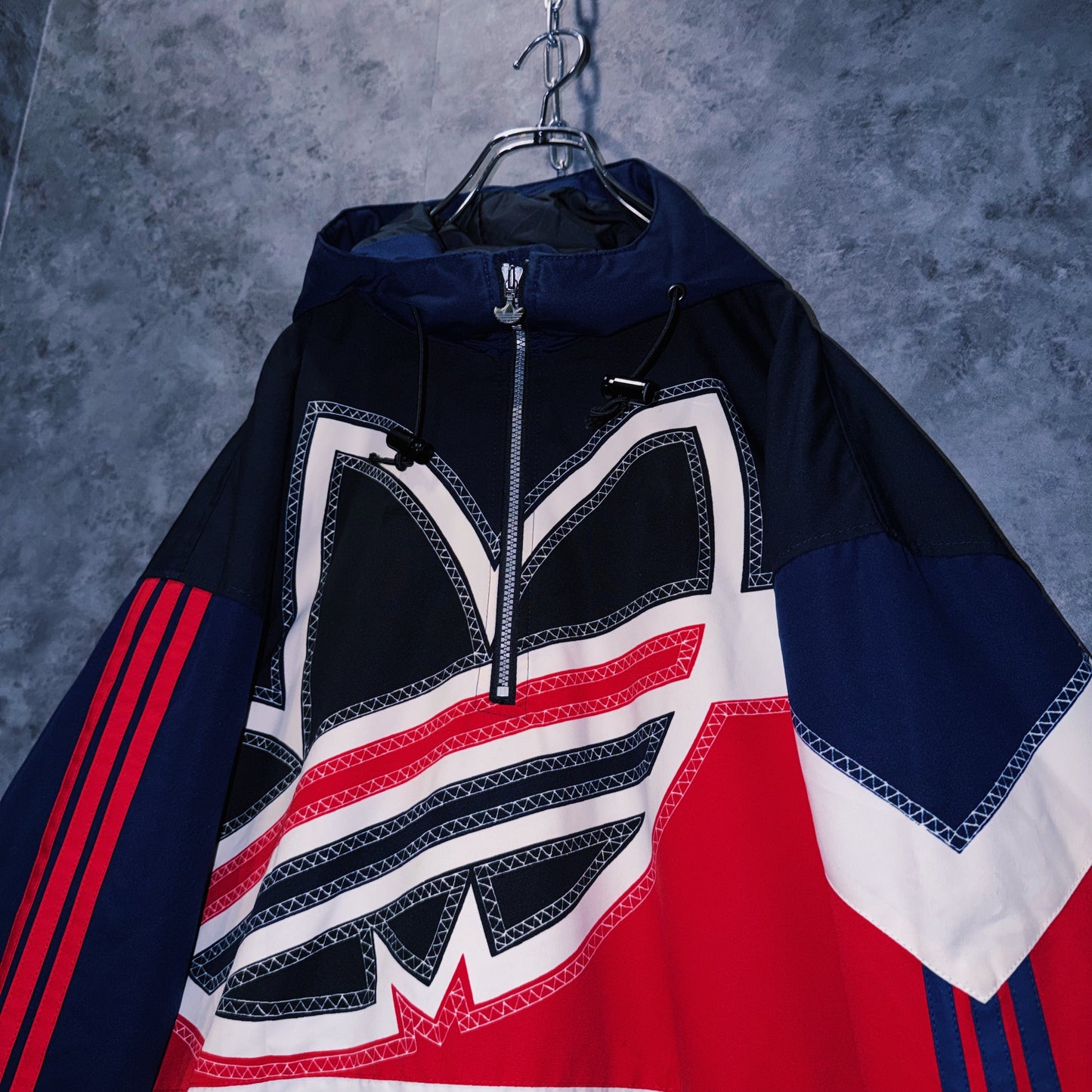 【doppio】90’s vintage “adidas” big logo design Nylon anorak hoodie