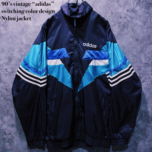 【doppio】90’s vintage “adidas” switching color design Nylon jacket