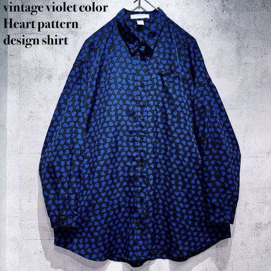 vintage violet color Heart pattern design shirt