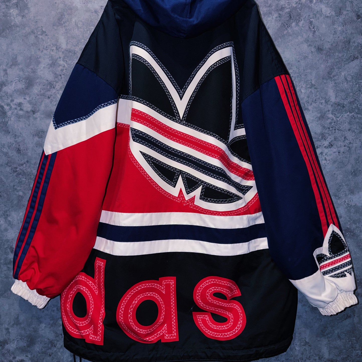 【doppio】90’s vintage “adidas” big logo design Nylon anorak hoodie