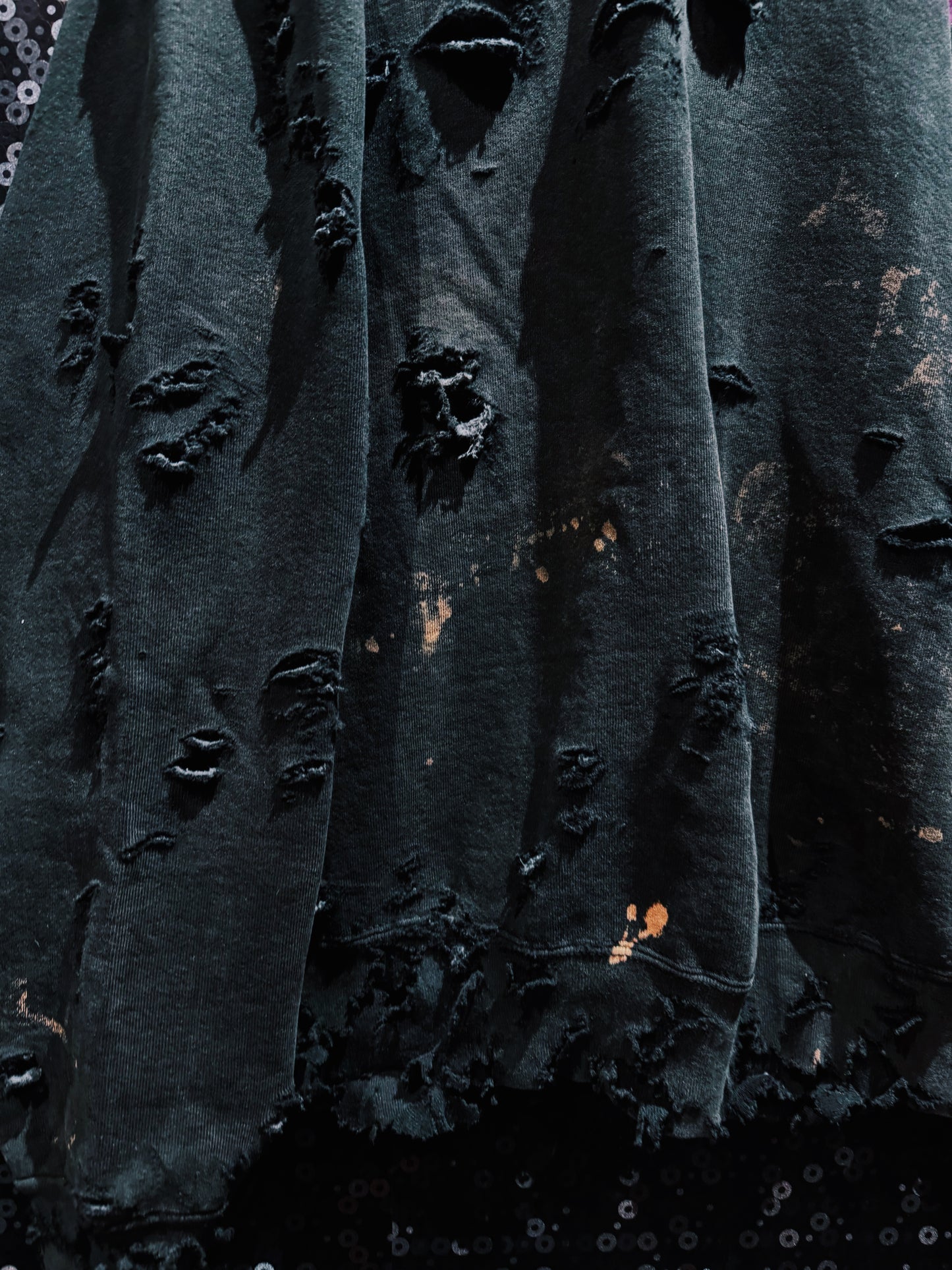 【ÆIEM】original”boro”remake FRUIT OF THE LOOM “METAXA FADED BLACK” Sweat