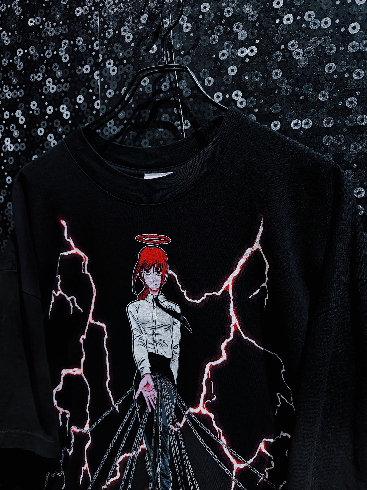 ￼【ÆIEM】Chainsaw Man Makima Lightning Graphic Big Silhouette T-shirt