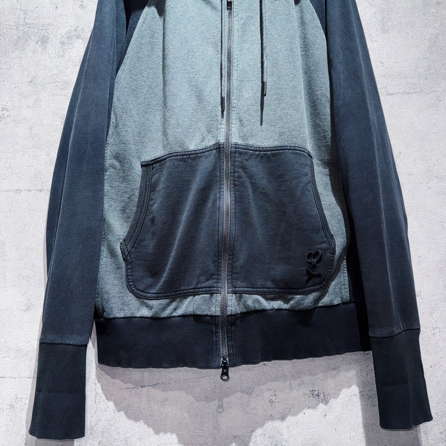 "Y-3"brand logo embroidery design double zip-up hoodie