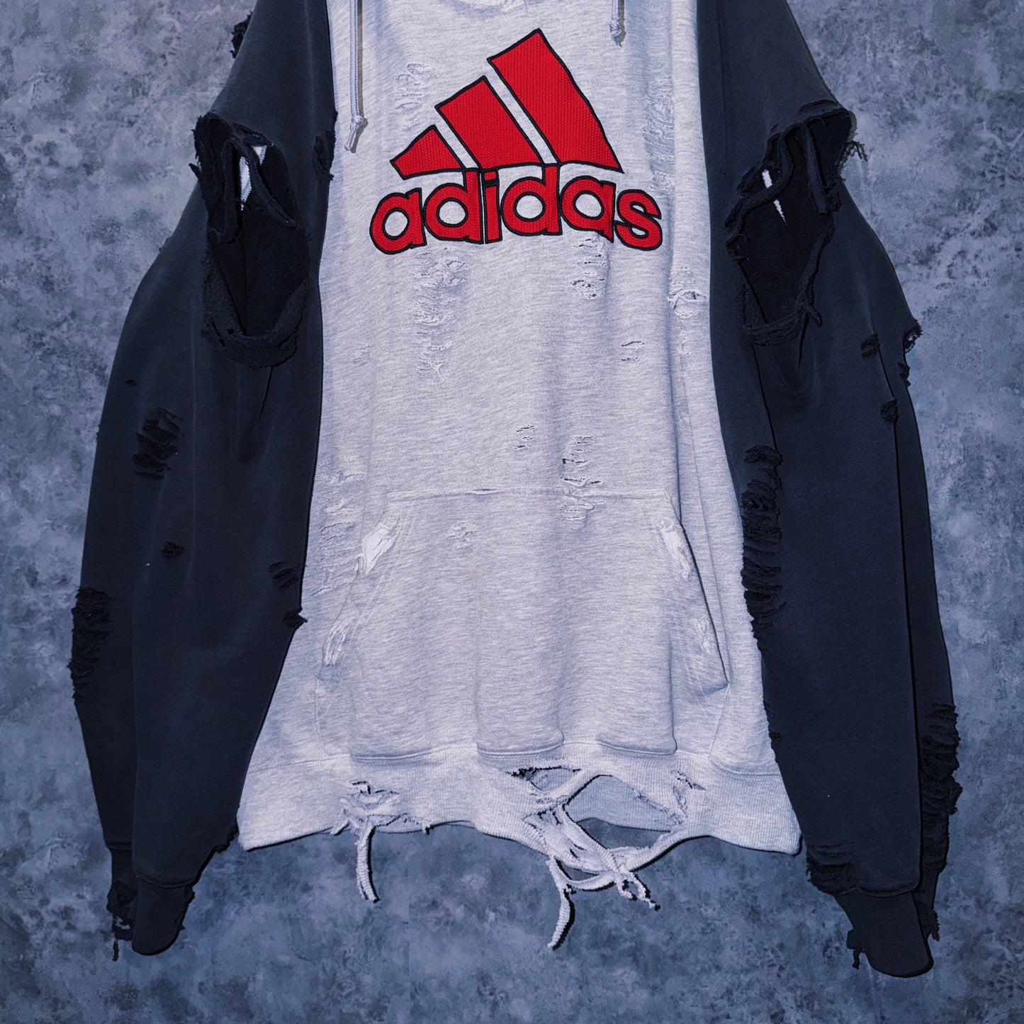 【doppio】vintage “adidas” performance logo embroidery design boro custom sweat hoodie
