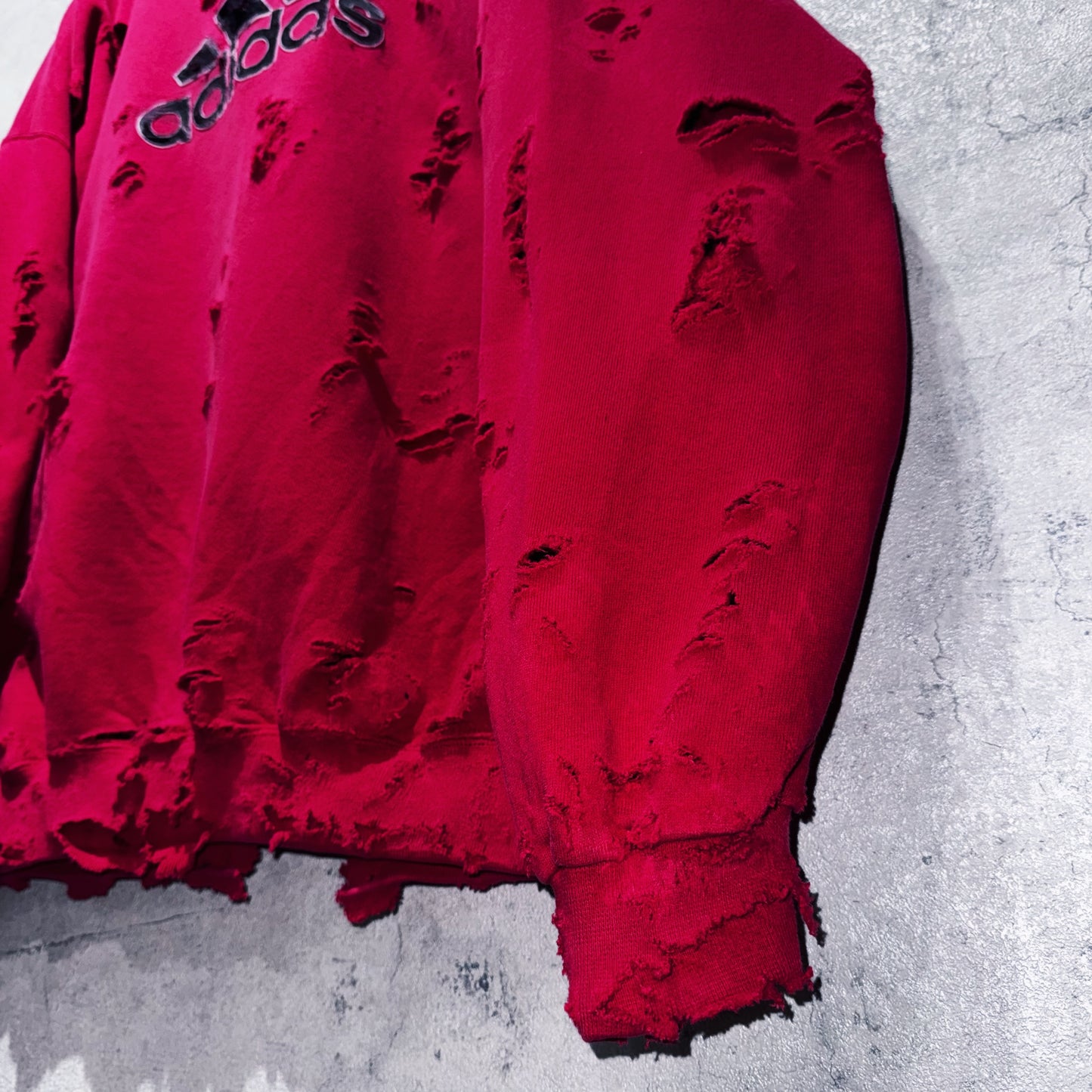 90's"ADIDAS"performance logo design boro custom pullover sweat