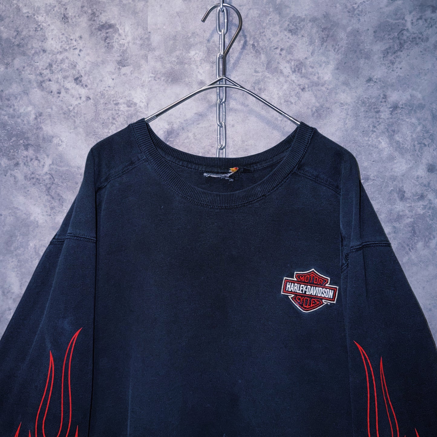 【doppio】90’s vintage “Harley-Davidson” fire pattern design long sleeve T-shirt