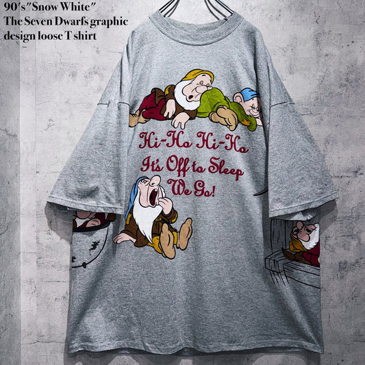 90's"Snow White"The Seven Dwarfs graphic design loose T shirt