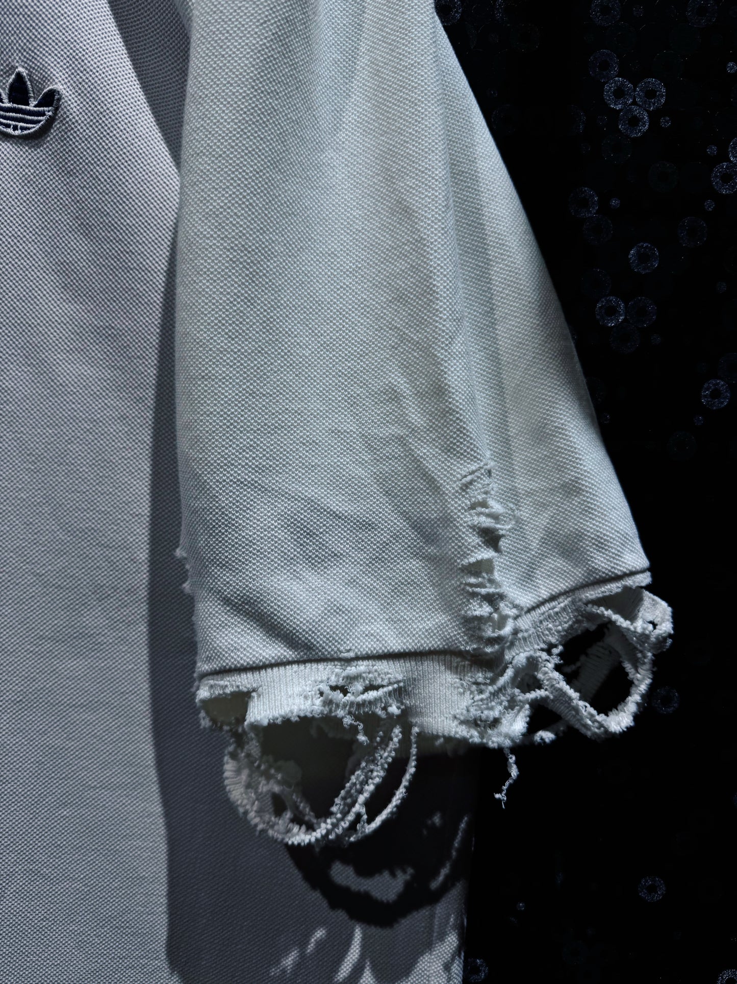 【ÆIEM】original”boro”remake adidas Trefoil Destroy Polo Shirt “white DUST”