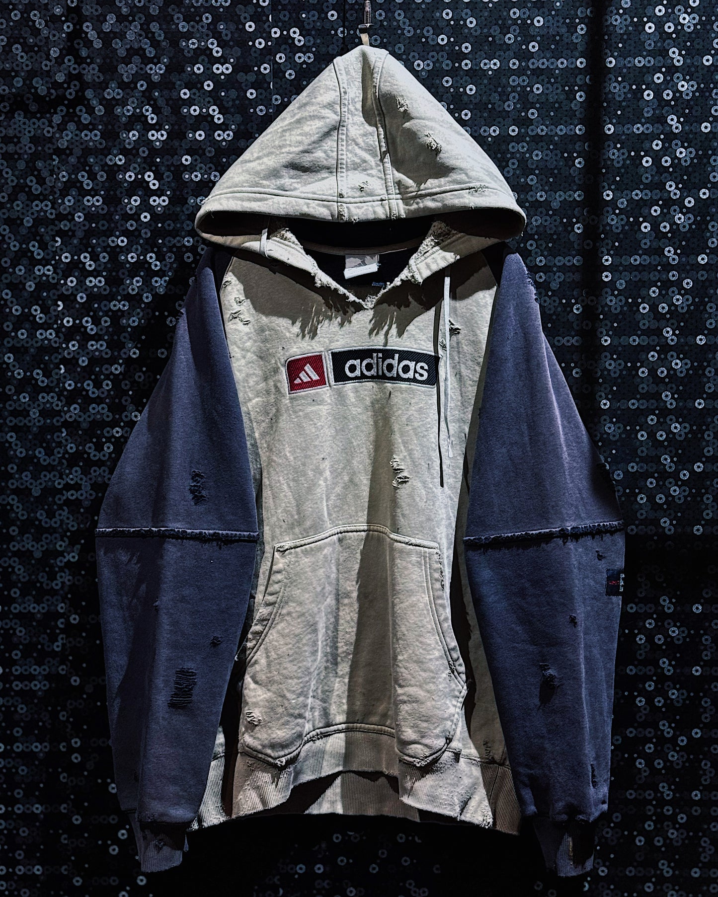 【ÆIEM】original “boro” remake adidas performance logo hoodie pullover