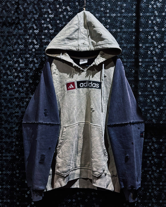 【ÆIEM】original “boro” remake adidas performance logo hoodie pullover
