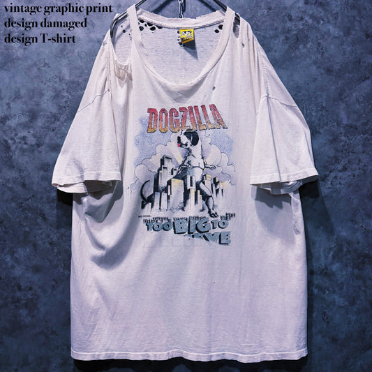 【doppio】vintage graphic print design damaged design T-shirt