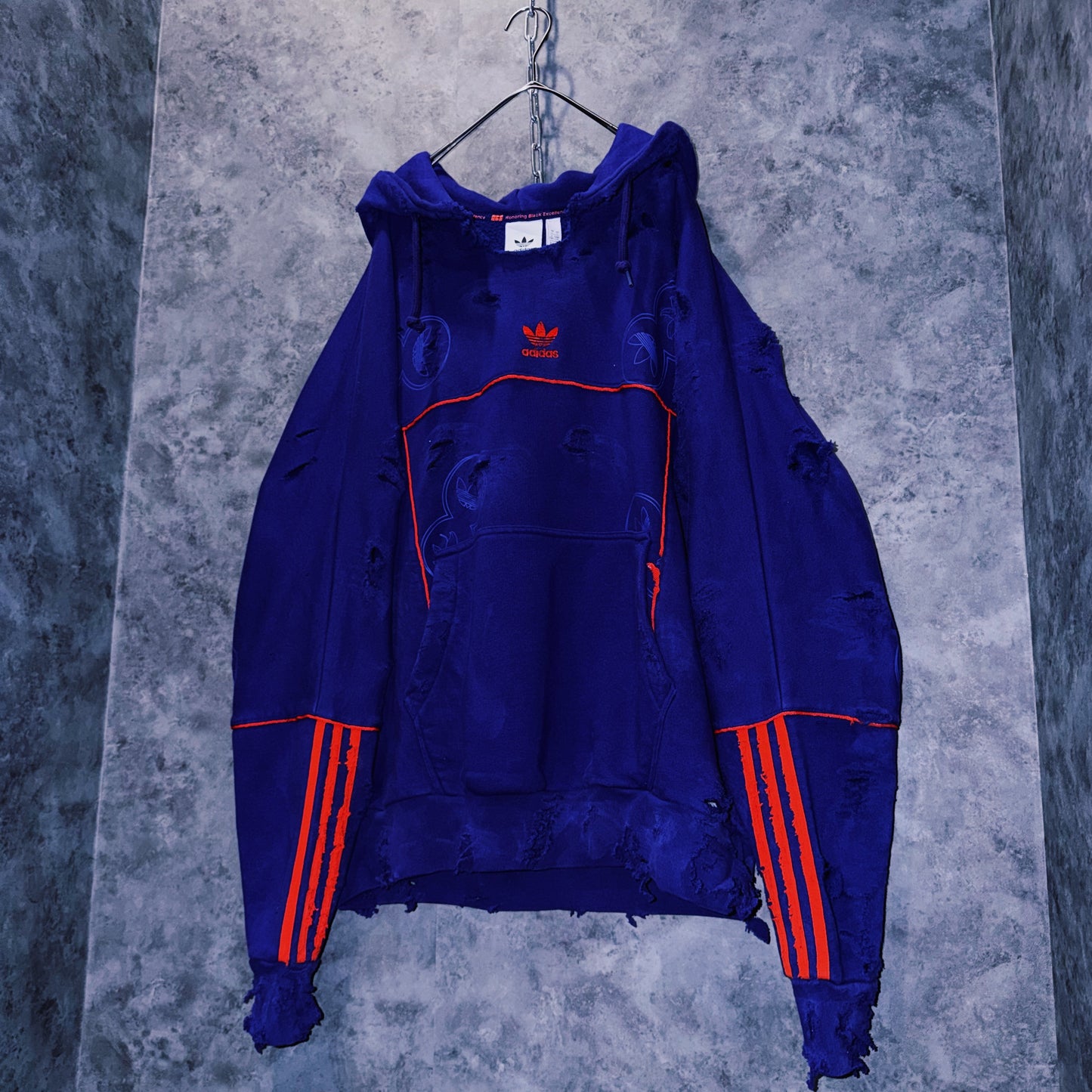 【doppio】vintage “adidas” three stripe design boro custom sweat hoodie
