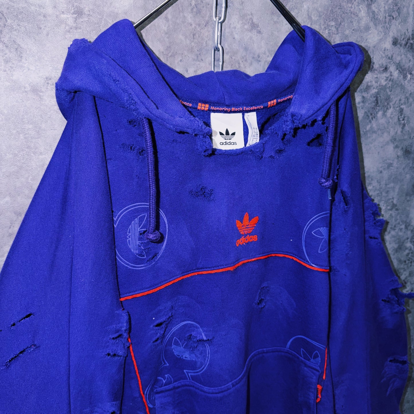【doppio】vintage “adidas” three stripe design boro custom sweat hoodie