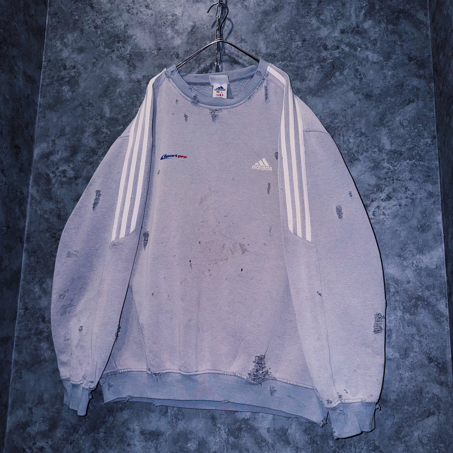 【doppio】vintage “adidas” three stripe design boro custom sweat pullover