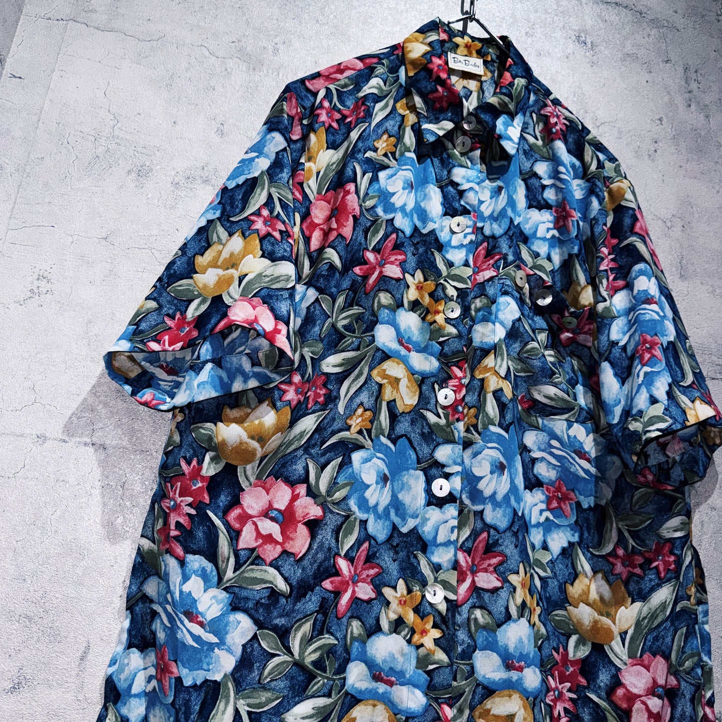vintage Art flower pattern design short sleeve shirt
