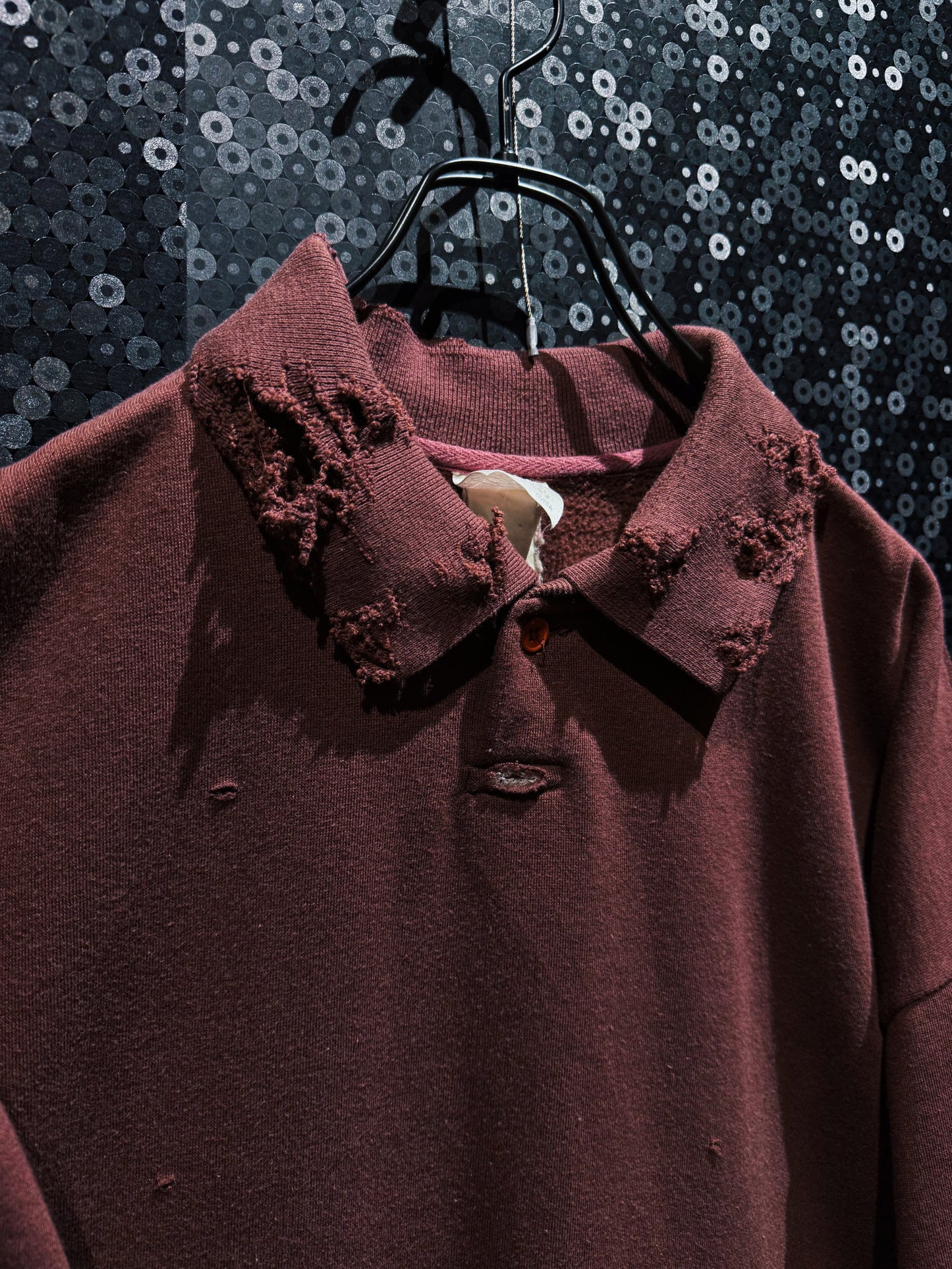 【ÆIEM】original”boro”remake adidas Trefoil Destroy Polo Shirt “BROWN DUST"