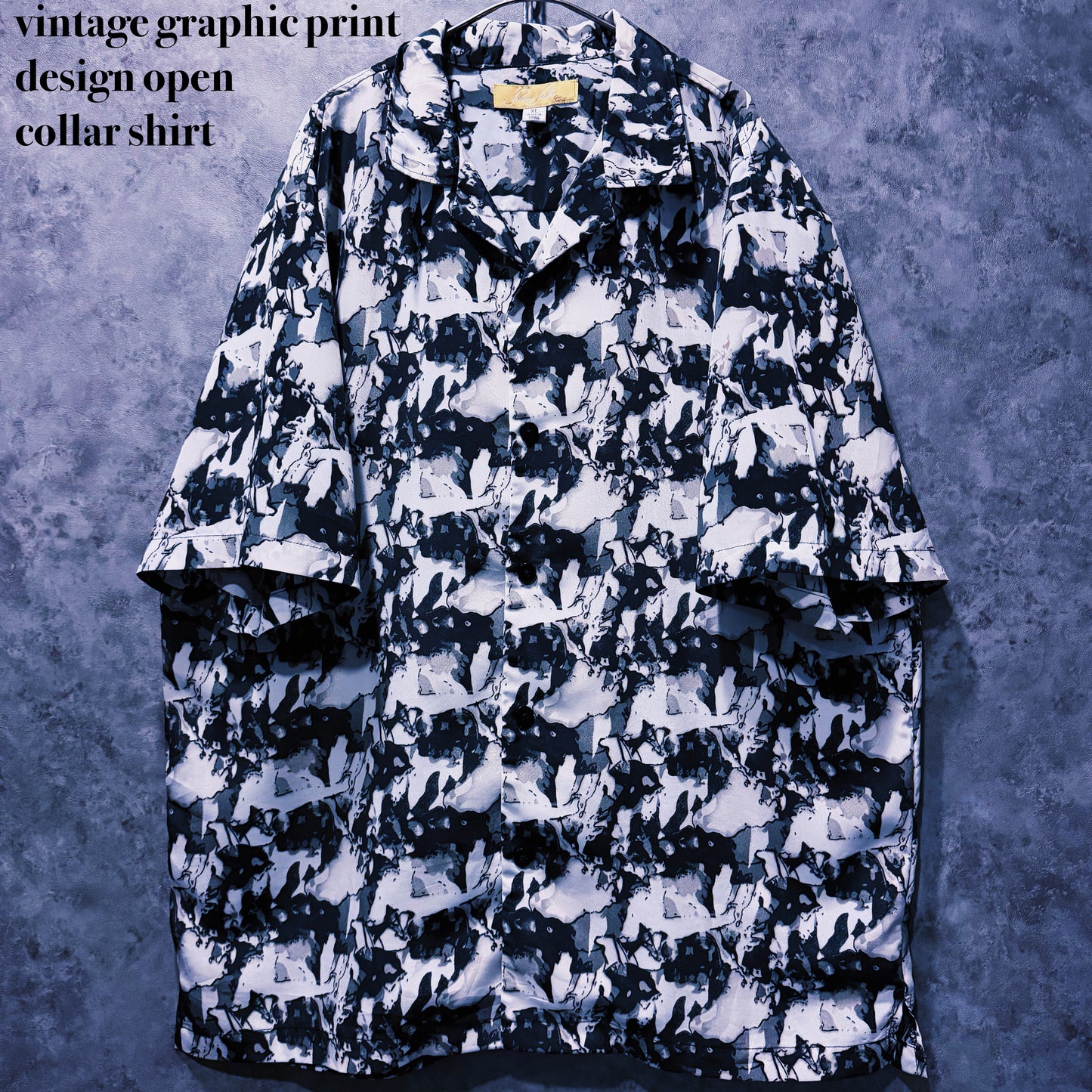 【doppio】vintage graphic print design open collar shirt
