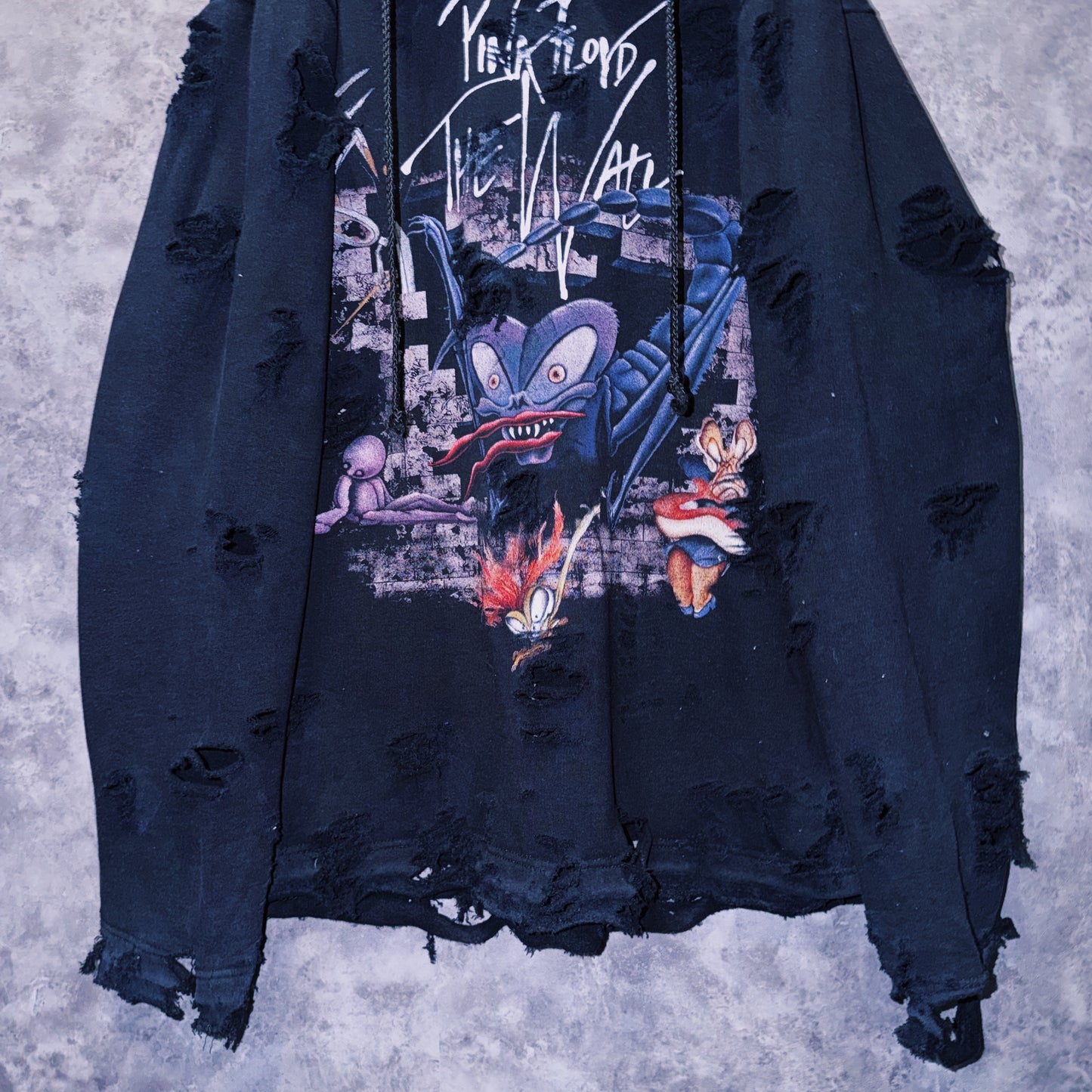 【doppio】vintage “Pink Floyd”The Wall” art design boro custom sweat hoodie