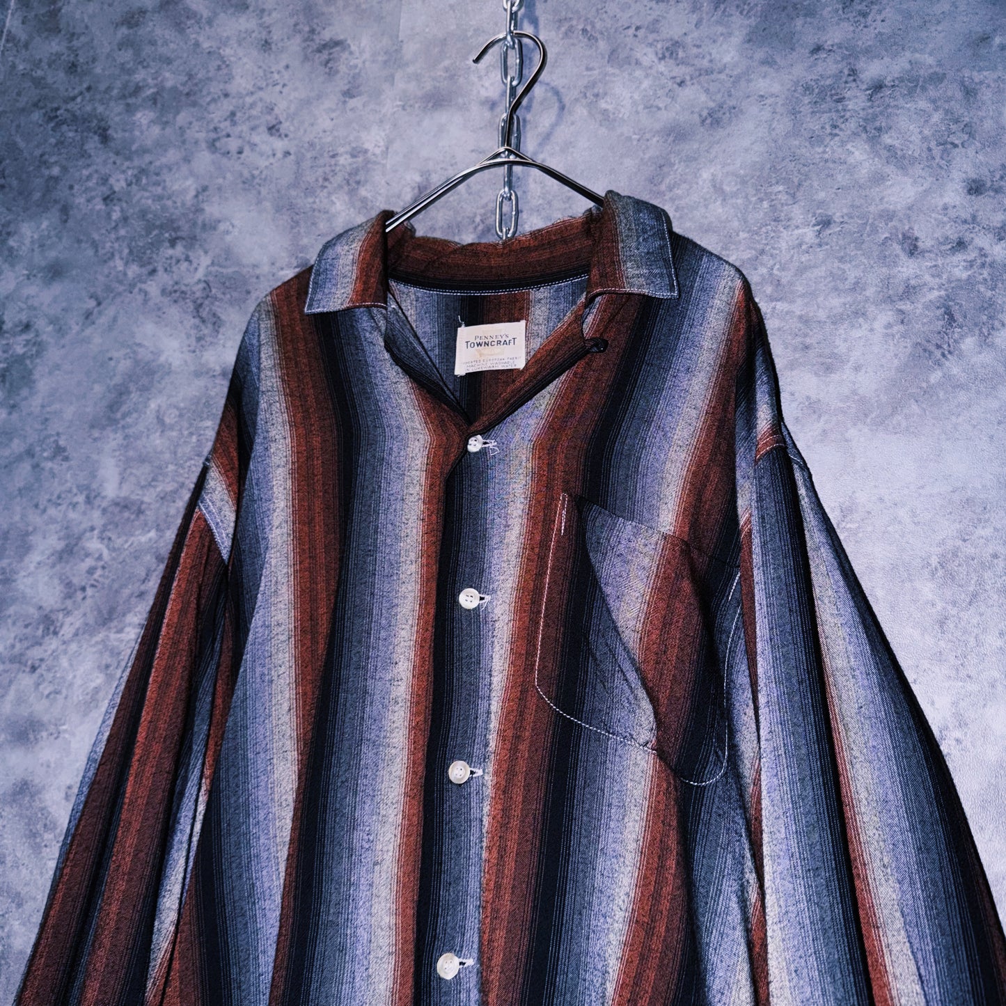 【doppio】special 60’s vintage “Penney’s TOWNCRAFT” Rayon Ombré stripe shirt