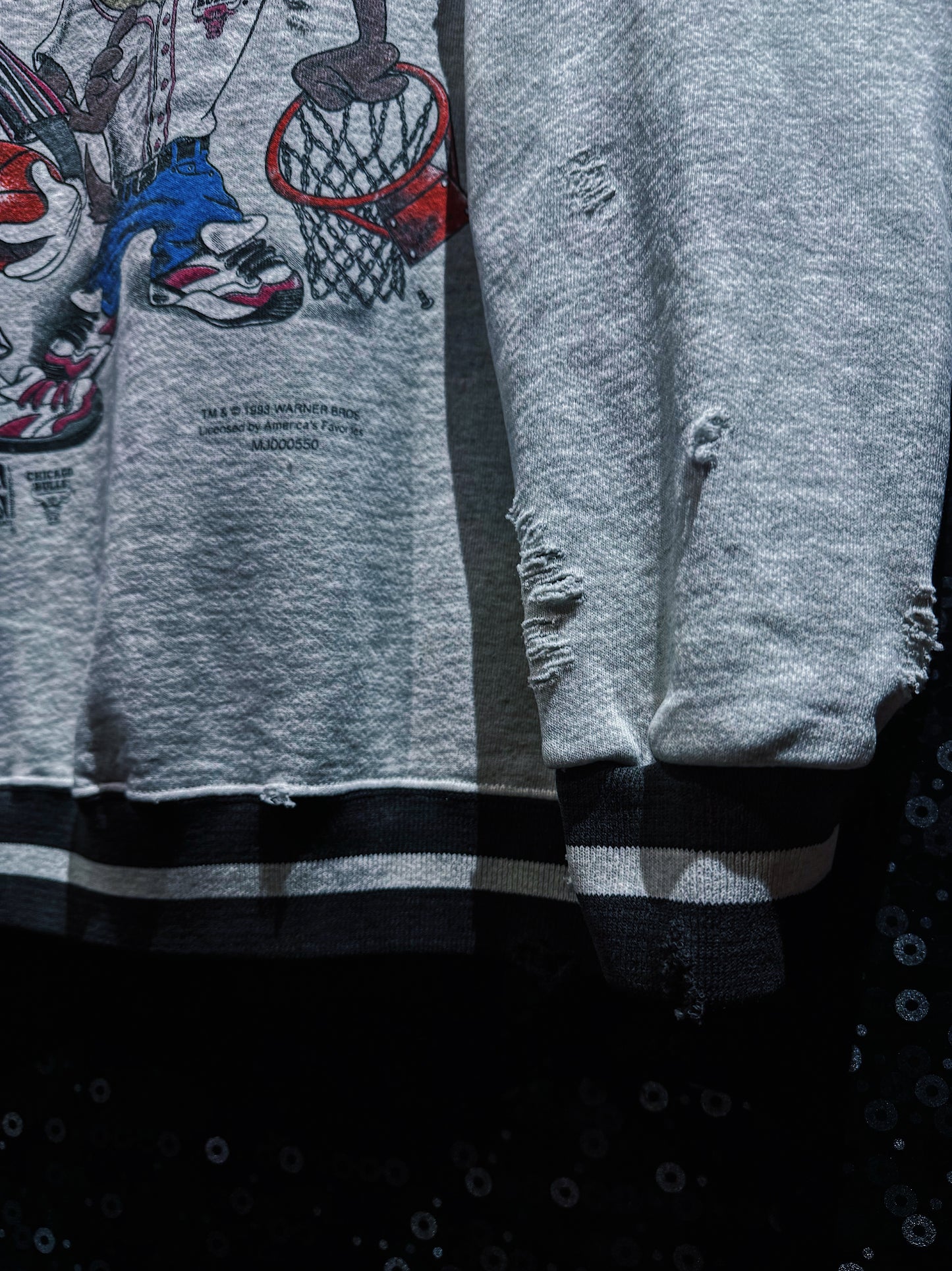【ÆIEM】original “boro” remake Looney Tunes × Chicago Bulls sweat