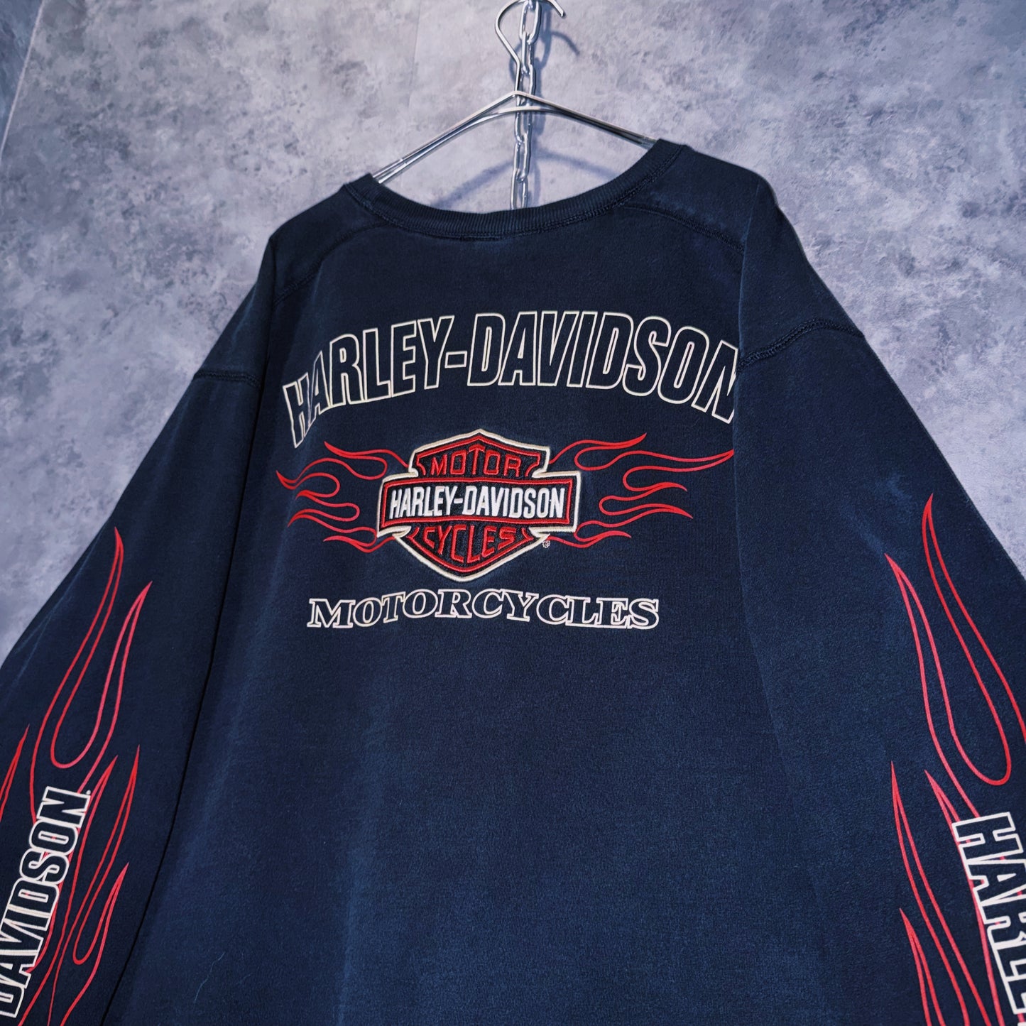 【doppio】90’s vintage “Harley-Davidson” fire pattern design long sleeve T-shirt