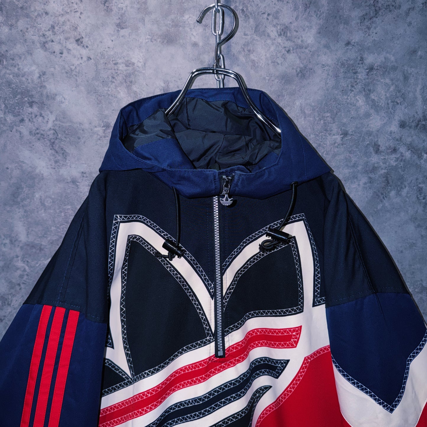 【doppio】90’s vintage “adidas” big logo design Nylon anorak hoodie
