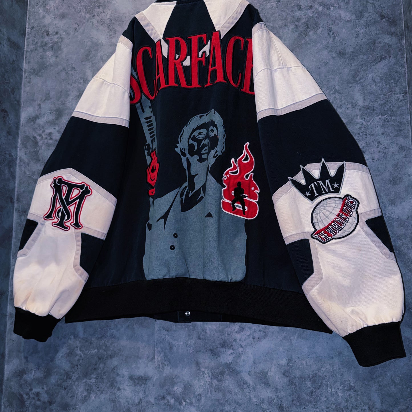 【doppio】vintage “SCARFACE” fire pattern design jacket