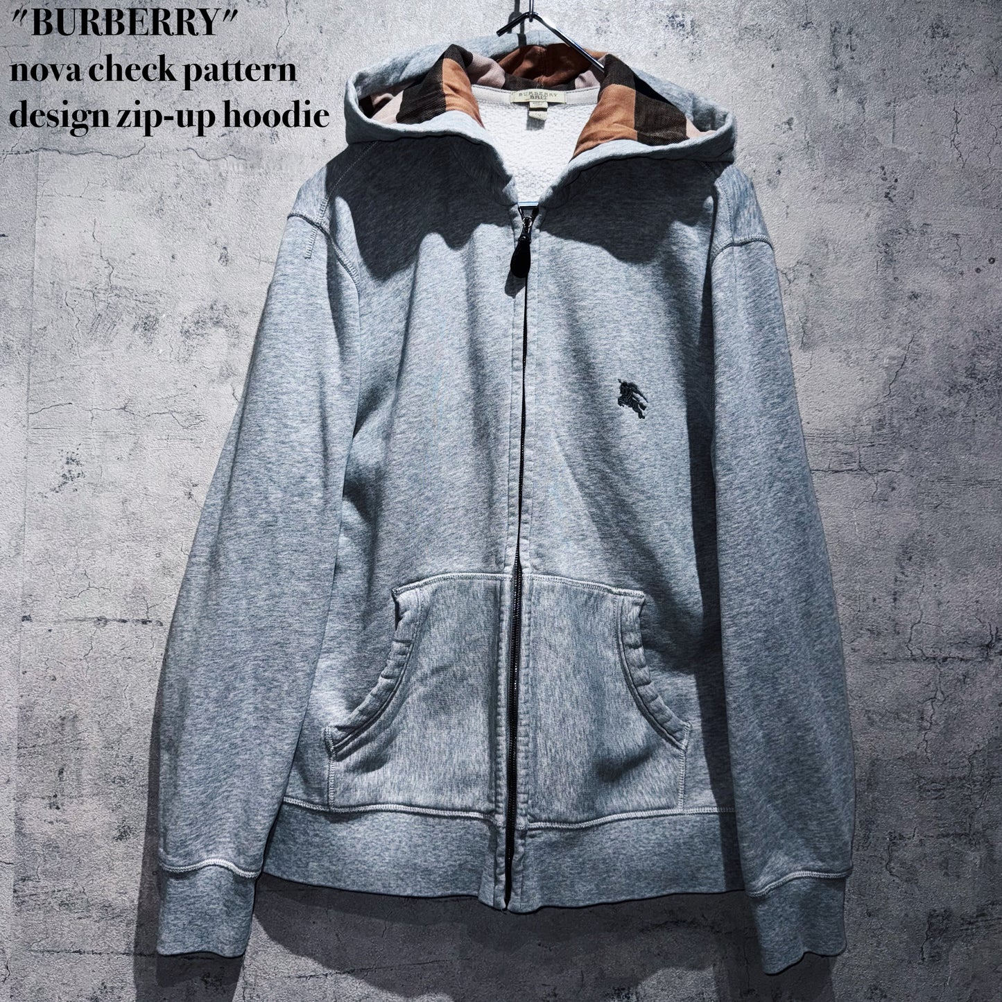 "BURBERRY"nova check pattern design zip-up hoodie